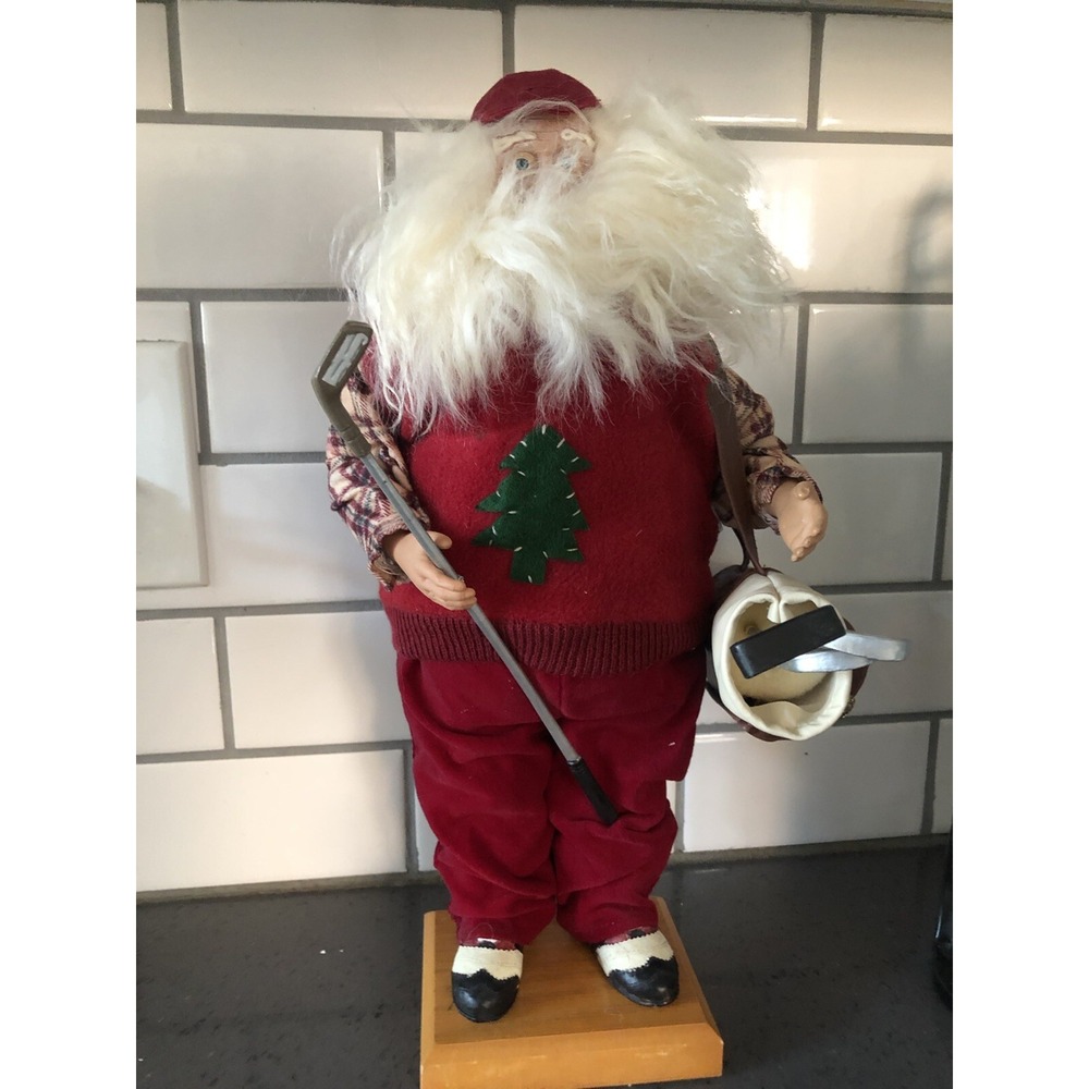 Festive Red Santa Ornament with Green Tree Accent